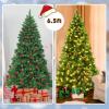 imageGoplus 75 FT PreLit Artificial Christmas Tree Hinged Sparse Xmas Fir Tree with 725 Soft Branch Tips 500 Multicolored LED Lights 8 Modes Foldable Metal Stand Home Office DecorationGreen red