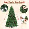 imageGoplus 75 FT PreLit Artificial Christmas Tree Hinged Sparse Xmas Fir Tree with 725 Soft Branch Tips 500 Multicolored LED Lights 8 Modes Foldable Metal Stand Home Office DecorationGreen red