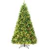 imageGoplus 75 FT PreLit Artificial Christmas Tree Hinged Sparse Xmas Fir Tree with 725 Soft Branch Tips 500 Multicolored LED Lights 8 Modes Foldable Metal Stand Home Office DecorationGreen red