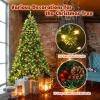 imageGoplus 75 FT PreLit Artificial Christmas Tree Hinged Sparse Xmas Fir Tree with 725 Soft Branch Tips 500 Multicolored LED Lights 8 Modes Foldable Metal Stand Home Office DecorationGreen red