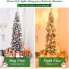 imageGoplus 75ft Artificial Snow Flocked Christmas Tree Unlit Pencil Hinged Pine Tree with Metal Stand Slim Xmas Snowy Tree for Indoor and Outdoor UsePrelit Snowy Tree