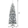 imageGoplus 75ft Artificial Snow Flocked Christmas Tree Unlit Pencil Hinged Pine Tree with Metal Stand Slim Xmas Snowy Tree for Indoor and Outdoor UsePrelit Snowy Tree