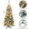 imageGoplus 75ft Artificial Snow Flocked Christmas Tree Unlit Pencil Hinged Pine Tree with Metal Stand Slim Xmas Snowy Tree for Indoor and Outdoor UsePrelit Snowy Tree