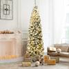imageGoplus 75ft Artificial Snow Flocked Christmas Tree Unlit Pencil Hinged Pine Tree with Metal Stand Slim Xmas Snowy Tree for Indoor and Outdoor UsePrelit Snowy Tree