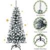 imageGoplus 75ft Artificial Snow Flocked Christmas Tree Unlit Pencil Hinged Pine Tree with Metal Stand Slim Xmas Snowy Tree for Indoor and Outdoor UseUnlit Snowy Tree