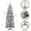imageGoplus 75ft Artificial Snow Flocked Christmas Tree Unlit Pencil Hinged Pine Tree with Metal Stand Slim Xmas Snowy Tree for Indoor and Outdoor UseUnlit Snowy Tree
