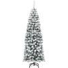 imageGoplus 75ft Artificial Snow Flocked Christmas Tree Unlit Pencil Hinged Pine Tree with Metal Stand Slim Xmas Snowy Tree for Indoor and Outdoor UseUnlit Snowy Tree