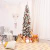 imageGoplus 75ft Artificial Snow Flocked Christmas Tree Unlit Pencil Hinged Pine Tree with Metal Stand Slim Xmas Snowy Tree for Indoor and Outdoor UseUnlit Snowy Tree