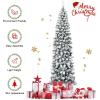 imageGoplus 75ft Artificial Snow Flocked Christmas Tree Unlit Pencil Hinged Pine Tree with Metal Stand Slim Xmas Snowy Tree for Indoor and Outdoor UseUnlit Snowy Tree