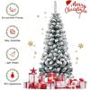 imageGoplus 75ft Artificial Snow Flocked Christmas Tree Unlit Pencil Hinged Pine Tree with Metal Stand Slim Xmas Snowy Tree for Indoor and Outdoor UseUnlit Snowy Tree