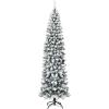imageGoplus 75ft Artificial Snow Flocked Christmas Tree Unlit Pencil Hinged Pine Tree with Metal Stand Slim Xmas Snowy Tree for Indoor and Outdoor UseUnlit Snowy Tree