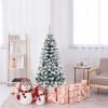 imageGoplus 75ft Artificial Snow Flocked Christmas Tree Unlit Pencil Hinged Pine Tree with Metal Stand Slim Xmas Snowy Tree for Indoor and Outdoor UseUnlit Snowy Tree