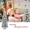 imageGoplus 75ft Artificial Snow Flocked Christmas Tree Unlit Pencil Hinged Pine Tree with Metal Stand Slim Xmas Snowy Tree for Indoor and Outdoor UseUnlit Snowy Tree