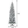 imageGoplus 75ft Artificial Snow Flocked Christmas Tree Unlit Pencil Hinged Pine Tree with Metal Stand Slim Xmas Snowy Tree for Indoor and Outdoor UseUnlit Snowy Tree
