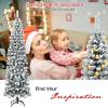 imageGoplus 75ft Artificial Snow Flocked Christmas Tree Unlit Pencil Hinged Pine Tree with Metal Stand Slim Xmas Snowy Tree for Indoor and Outdoor UseUnlit Snowy Tree