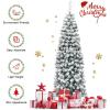 imageGoplus 75ft Artificial Snow Flocked Christmas Tree Unlit Pencil Hinged Pine Tree with Metal Stand Slim Xmas Snowy Tree for Indoor and Outdoor UseUnlit Snowy Tree