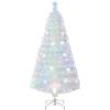imageGoplus 3 FT PreLit Fiber Optic Christmas Tree Artificial Xmas Tree with SlowFlashing Multicolored Optical Fibers 96 PVC Branch Tips Top Star Foldable Metal Stand Mini Home Office DecorationWhite