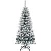 imageGoplus 75ft Artificial Snow Flocked Christmas Tree Unlit Pencil Hinged Pine Tree with Metal Stand Slim Xmas Snowy Tree for Indoor and Outdoor UseUnlit Snowy Tree