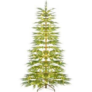 imageGoplus 75 FT PreLit Artificial Christmas Tree Hinged Sparse Xmas Fir Tree with 725 Soft Branch Tips 500 Multicolored LED Lights 8 Modes Foldable Metal Stand Home Office DecorationWarm White