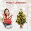 imageGoplus 2ft PreLit Tabletop Christmas Tree Small Artificial Fir Tree with 35 Warm White LED Lights 234 PVC ampamp PE Branch Tips Burlap Base Battery Operated Mini Xmas Tree for Home Office Decoration2ft with Lights