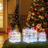 imageGoplus 3 Set Christmas Lighted Gift Boxes 90 LED Lightup Present Boxes wBows Ground Stakes ampamp Zip Ties PreLit Xmas Box Decorations for Christmas Tree Indoor ampamp OutdoorIrised Laser Stripe