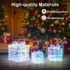 imageGoplus 3 Set Christmas Lighted Gift Boxes 90 LED Lightup Present Boxes wBows Ground Stakes ampamp Zip Ties PreLit Xmas Box Decorations for Christmas Tree Indoor ampamp OutdoorIrised Laser Stripe