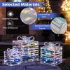 imageGoplus 3 Set Christmas Lighted Gift Boxes 90 LED Lightup Present Boxes wBows Ground Stakes ampamp Zip Ties PreLit Xmas Box Decorations for Christmas Tree Indoor ampamp OutdoorIrised Laser Stripe