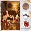 imageGoplus 3Pcs Large Lighted Christmas Reindeer 3D Light up Prismatic Deer Family w 230 LED Warm White Lights Iridescent PreLit Outdoor Deer Set for Indoor Outdoor Yard ampamp LawnShimmery Gold