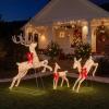 imageGoplus 3Pcs Large Lighted Christmas Reindeer 3D Light up Prismatic Deer Family w 230 LED Warm White Lights Iridescent PreLit Outdoor Deer Set for Indoor Outdoor Yard ampamp LawnShimmery Gold