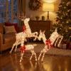 imageGoplus 3Piece Large Lighted Christmas Reindeer Family Light up Xmas Decorations w255 LED Lights ampamp Scarves Buck Doe ampamp Fawn PreLit Outdoor Deer Set for Indoor ampamp Outdoor DisplayShimmery Gold