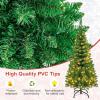 imageGoplus 45ft Prelit Pencil Christmas Tree Premium Hinged Fir Tree with Warm White LED Lights and Solid Metal Stand Easy Assemble Ideal Artificial Xmas Tree for Home and OfficeGreen