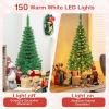 imageGoplus 45ft Prelit Pencil Christmas Tree Premium Hinged Fir Tree with Warm White LED Lights and Solid Metal Stand Easy Assemble Ideal Artificial Xmas Tree for Home and OfficeGreen