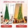 imageGoplus 45ft Prelit Pencil Christmas Tree Premium Hinged Fir Tree with Warm White LED Lights and Solid Metal Stand Easy Assemble Ideal Artificial Xmas Tree for Home and OfficeGreen