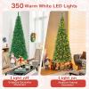 imageGoplus 45ft Prelit Pencil Christmas Tree Premium Hinged Fir Tree with Warm White LED Lights and Solid Metal Stand Easy Assemble Ideal Artificial Xmas Tree for Home and OfficeGreen