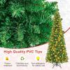 imageGoplus 45ft Prelit Pencil Christmas Tree Premium Hinged Fir Tree with Warm White LED Lights and Solid Metal Stand Easy Assemble Ideal Artificial Xmas Tree for Home and OfficeGreen