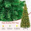 imageGoplus 45ft Prelit Pencil Christmas Tree Premium Hinged Fir Tree with Warm White LED Lights and Solid Metal Stand Easy Assemble Ideal Artificial Xmas Tree for Home and OfficeGreen