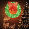 imageGoplus 48 Inch PreLit Christmas Wreath IndoorOutdoor Xmas Decoration with 200 LED Lights Red Bow Hanging Hooks Lighted Christmas Wreath for Garden Yard Living Room GreenGreen