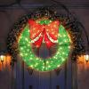imageGoplus 48 Inch PreLit Christmas Wreath IndoorOutdoor Xmas Decoration with 200 LED Lights Red Bow Hanging Hooks Lighted Christmas Wreath for Garden Yard Living Room GreenGreen