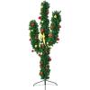 imageGoplus 5 FT PreLit Artificial Cactus Christmas Tree Xmas PVC Tree with 90 LED Lights and Ball Ornaments Seasonal Holiday Decoration Tree for Indoor Office Home Party