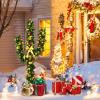 imageGoplus 5 FT PreLit Artificial Cactus Christmas Tree Xmas PVC Tree with 90 LED Lights and Ball Ornaments Seasonal Holiday Decoration Tree for Indoor Office Home Party