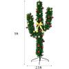 imageGoplus 5 FT PreLit Artificial Cactus Christmas Tree Xmas PVC Tree with 90 LED Lights and Ball Ornaments Seasonal Holiday Decoration Tree for Indoor Office Home Party