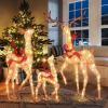 imageGoplus 3Piece Large Lighted Christmas Reindeer Family Light up Xmas Decorations w255 LED Lights ampamp Scarves Buck Doe ampamp Fawn PreLit Outdoor Deer Set for Indoor ampamp Outdoor DisplayGolden