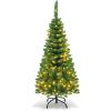 imageGoplus 45ft Prelit Pencil Christmas Tree Premium Hinged Fir Tree with Warm White LED Lights and Solid Metal Stand Easy Assemble Ideal Artificial Xmas Tree for Home and OfficeGreen