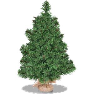 imageGoplus 2ft PreLit Tabletop Christmas Tree Small Artificial Fir Tree with 35 Warm White LED Lights 234 PVC ampamp PE Branch Tips Burlap Base Battery Operated Mini Xmas Tree for Home Office Decoration2ft Spruce Tree