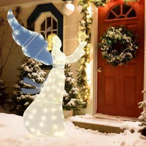 imageGoplus 52 FT Christmas Lighted Angel PreLit Winged Holiday Figure Angel with 180 Warm White LED LightsAngel of Stars