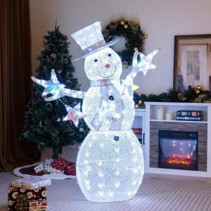 imageGoplus 6 FT Lighted Christmas Snowman PreLit Popup Christmas Decoration w 180 Cold White LED Lights Ground Stakes ampamp Zip Ties Included Festive Snowman Ornament for Home Yard3D SnowmanE
