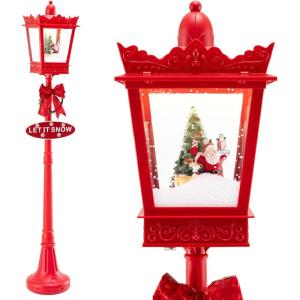 imageGoplus 8 ft Musical Christmas Street Light Xmas Lamp Post wWarm White LED Lights Snowy Effects Santa Snowman Scene Fillable Base Indoor Outdoor Lighted Holiday Decoration for Home Yard PorchRed