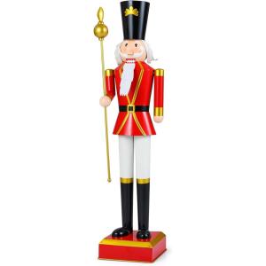 imageGoplus Christmas Nutcracker Xmas Nutcracker Figure wHigh Hat Beautiful Scepter Uniform ampamp Boots Indoor ampamp Outdoor Festival Decoration for Living Room Porch Yard Black Red Soldier 4Black Red Soldier