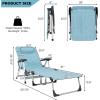imageGoplus Chaise Lounge Chair Folding Outdoor Patio Lounger with Cup Holder ampamp Detachable Headrest Comfortable for Garden Beach Pool Sunbathing 7Position Adjustable 1 BlueBlue