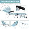 imageGoplus Chaise Lounge Chair Folding Outdoor Patio Lounger with Cup Holder ampamp Detachable Headrest Comfortable for Garden Beach Pool Sunbathing 7Position Adjustable 1 BlueBlue